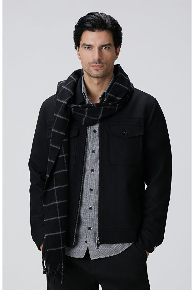 Siyah Erekk Yün Atkı - 4