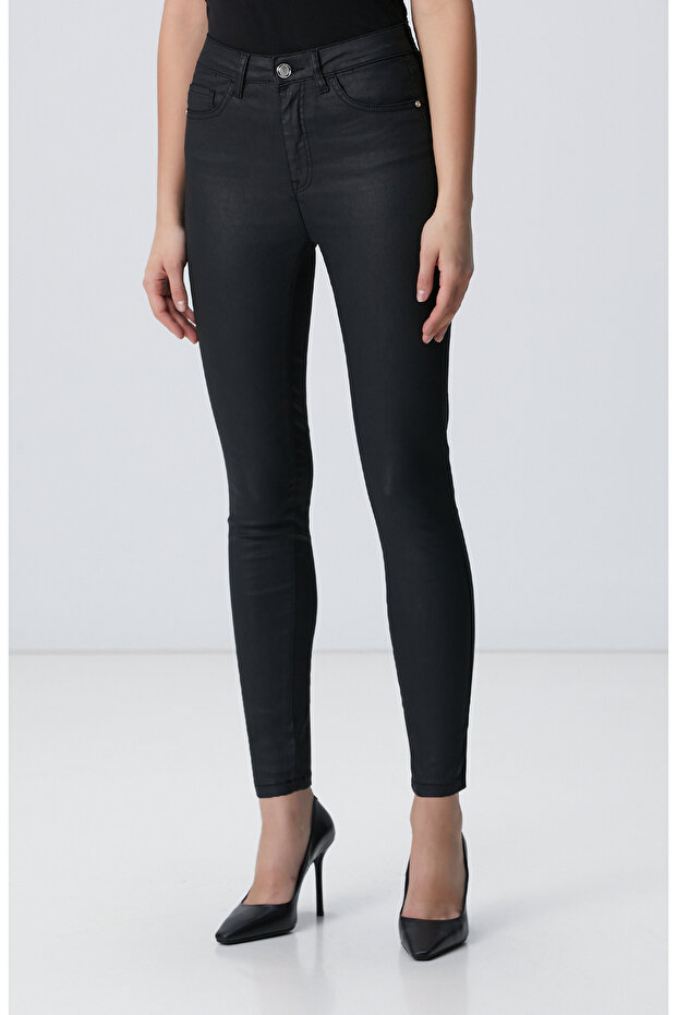 Siyah Denim Kadın Pantolon - 3