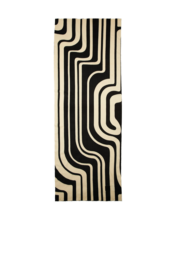 Siyah Beyaz Kadın Şal - 1