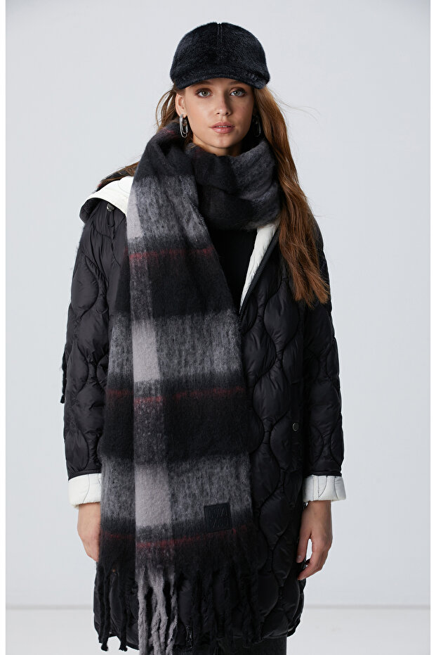 Siyah Beyaz Erkek Atkı - 5