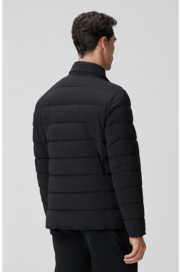 Siyah Puffer Coat Ceket - 6