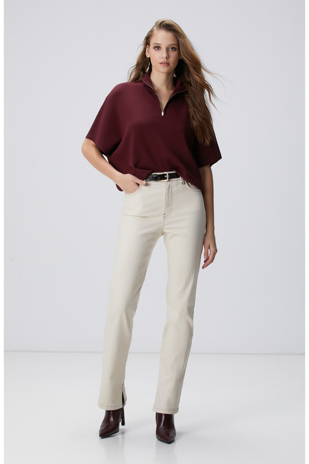 Vişne Bol Form Basic Triko Kazak - 2