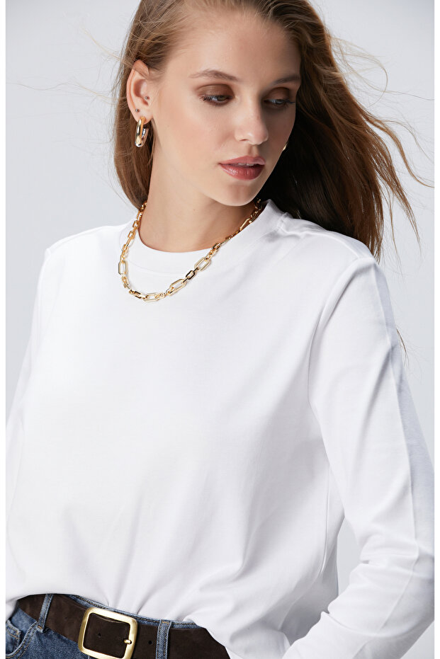 Beyaz Basic Sweatshirt - 2