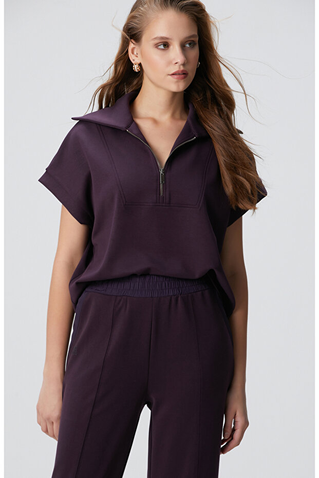 Mor Modal Karışımlı Sweatshirt - 1