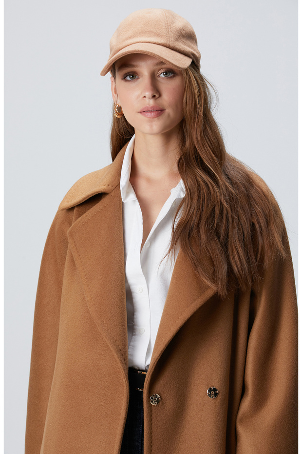 Camel Yün Karışımlı Kadın Şapka - 4