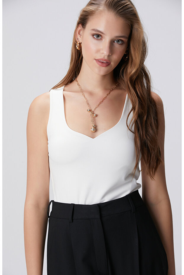 Kırık Beyaz Örme Atlet - 2