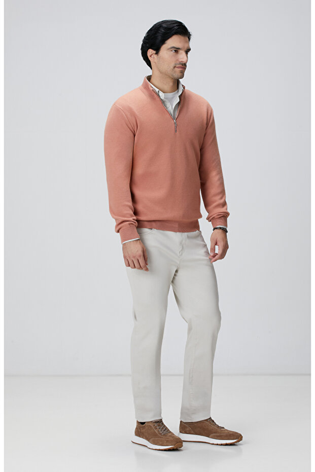 Bej Çizgi Desenli Gömlek - 3