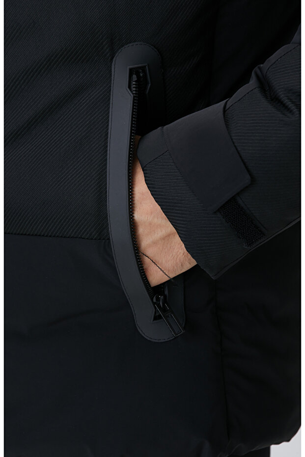 Siyah N-Tech Dik Yaka Puffer Mont - 7