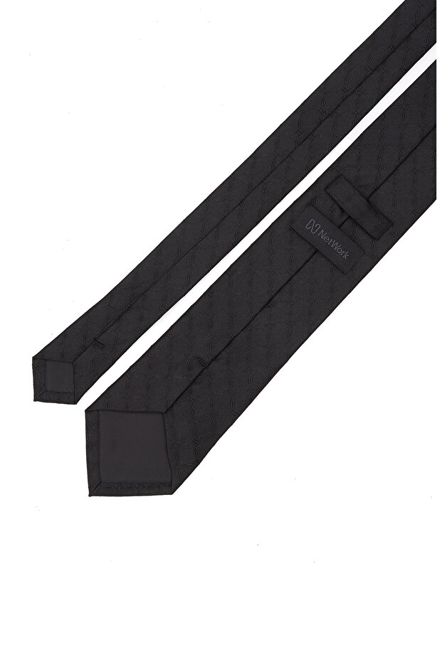 Siyah Desenli İpek Kravat - 2