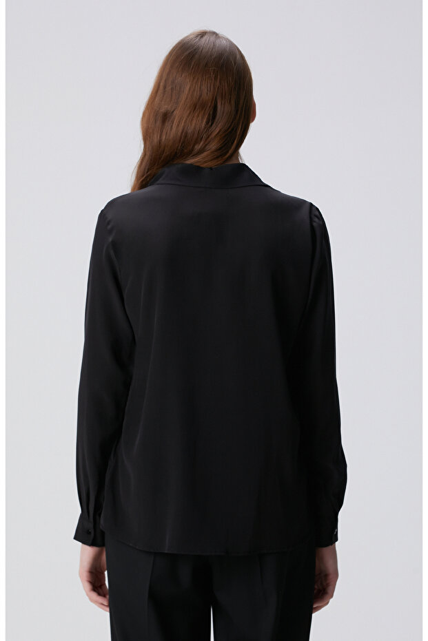 Limited Siyah İpek Gömlek - 5