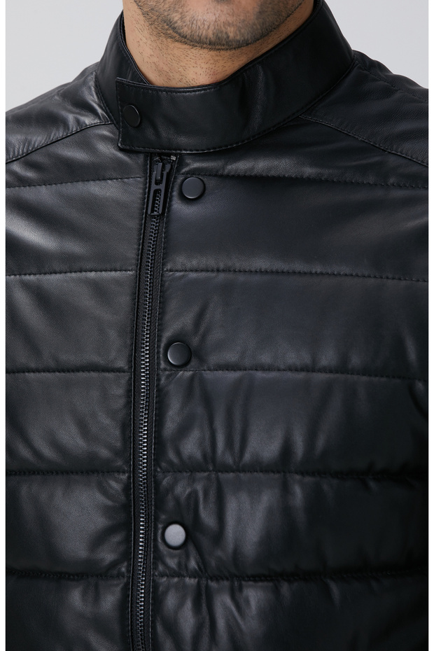 Siyah Kapitoneli Deri Mont - 6