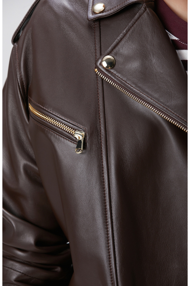 Acı Kahve Biker Deri Mont - 7