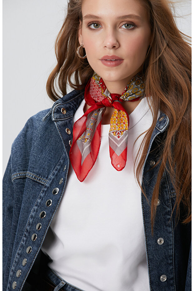 Renkli Kadın İpek Fular - 4