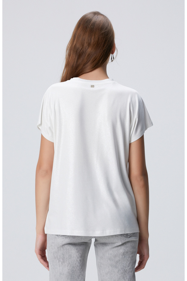 Kırık Beyaz Basic T-shirt - 5