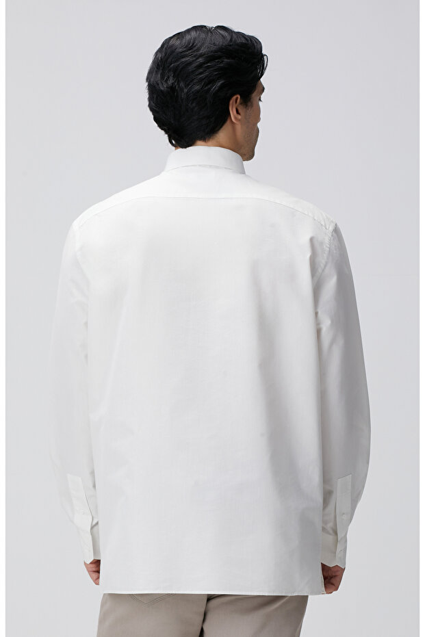 Ekru Çizgili Gömlek - 5