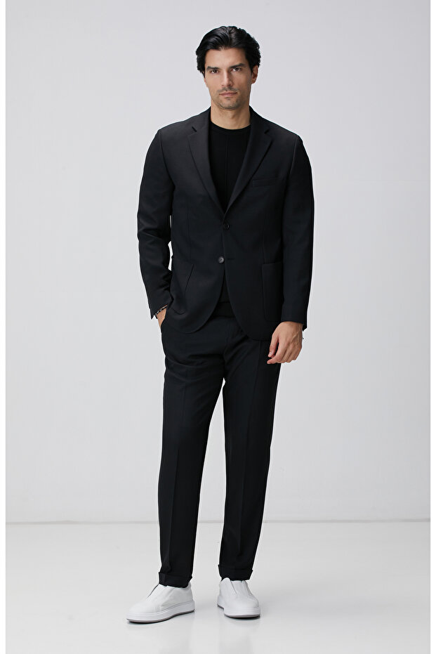 Siyah Jakarlı Triko Kazak - 3