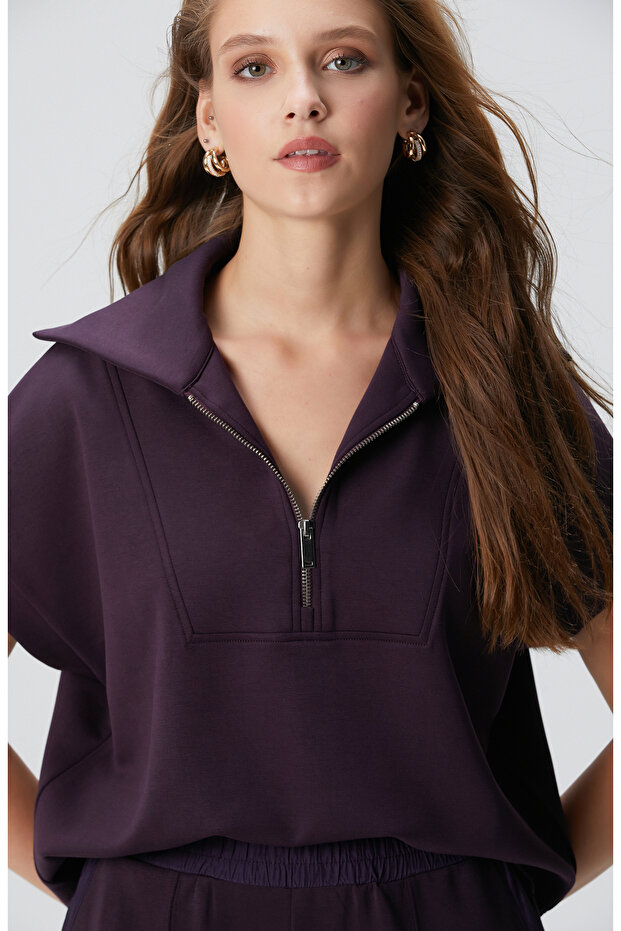 Mor Modal Karışımlı Sweatshirt - 2