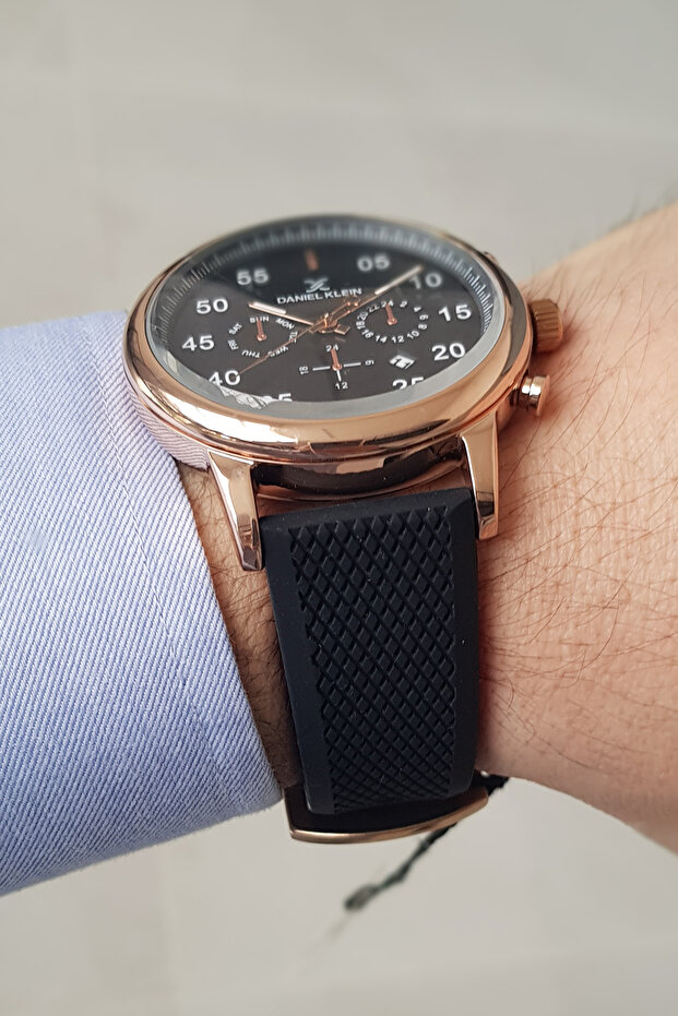 Daniel Siyah Silikon Kayışlı Takvimli Erkek Kol Saati - 2