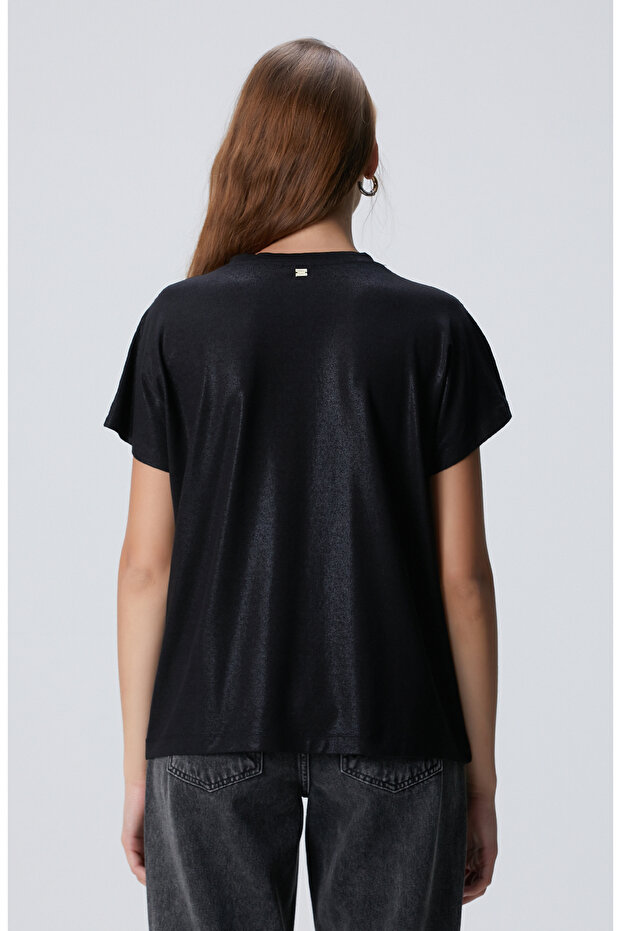 Siyah Varaklı T-shirt - 5