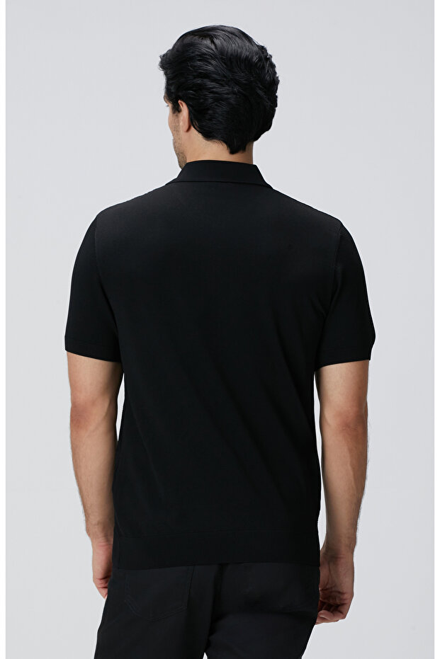 Siyah Jakarlı Triko Kazak - 5