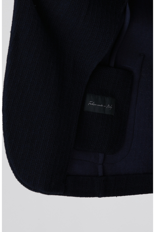 Lacivert Yün Karışımlı Örme Ceket - 8