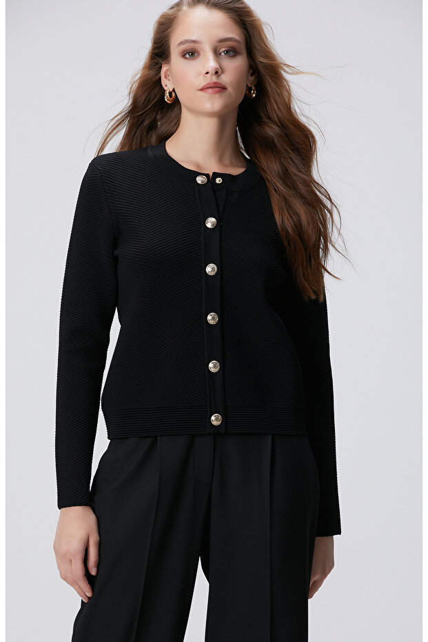 Siyah Triko Ceket - 1
