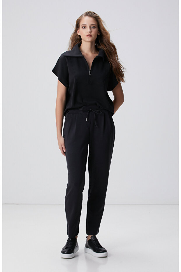 Siyah Modal Karışımlı Sweatshirt - 3