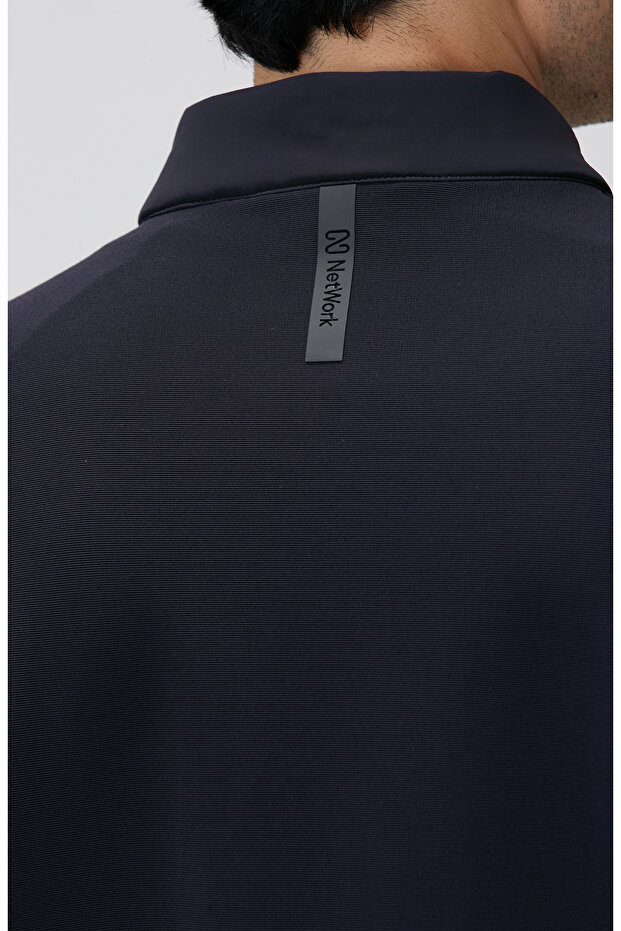 Lacivert Triko Kollu Mont - 7