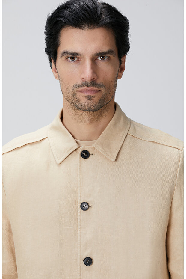 Bej Diyagonal Ceket - 6