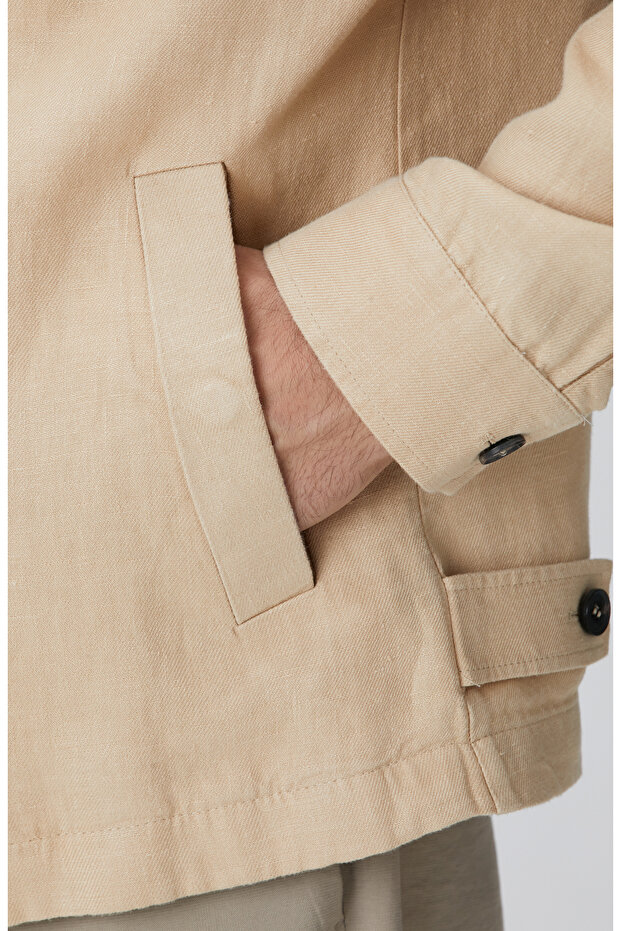 Bej Diyagonal Ceket - 8