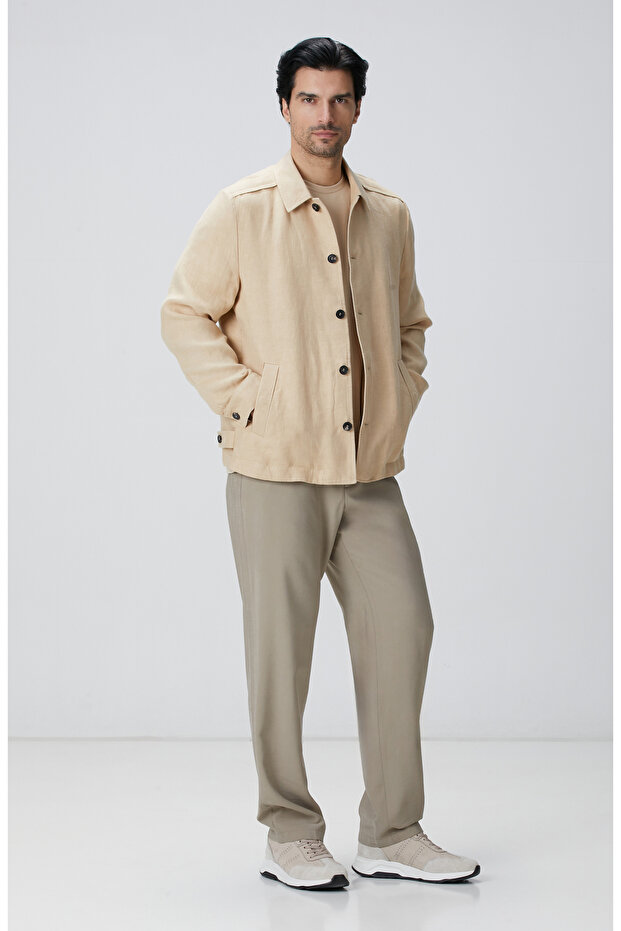 Bej Diyagonal Ceket - 2