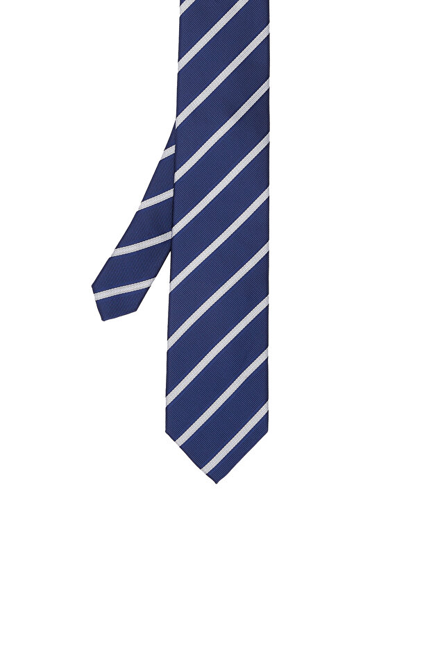 Lacivert Çizgili Kravat - 1