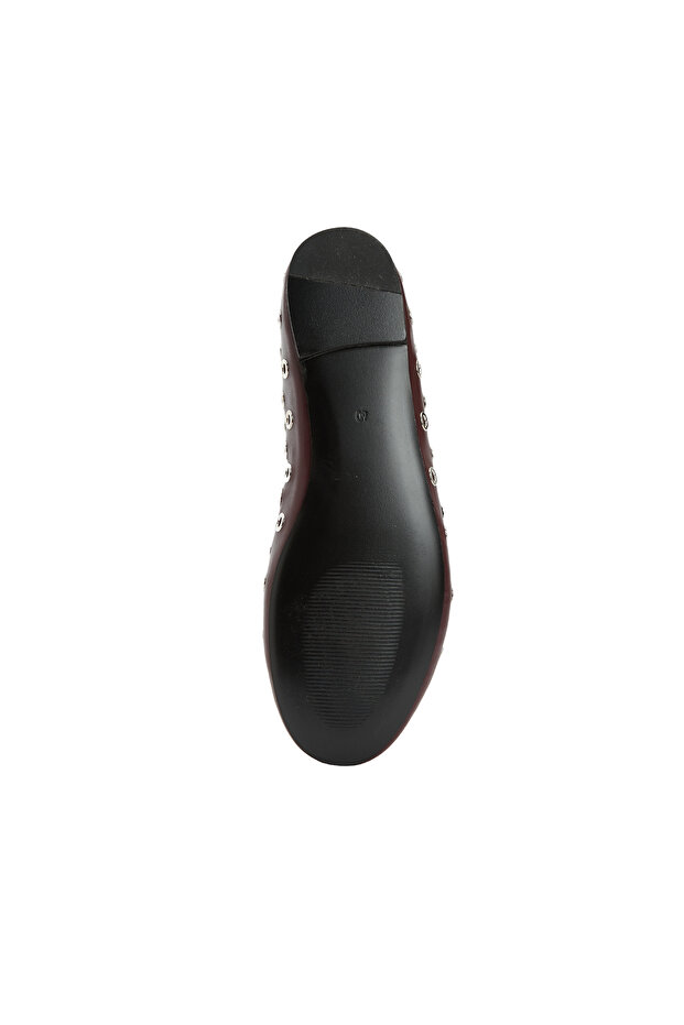 Bordo Kadın Deri Babet - 5