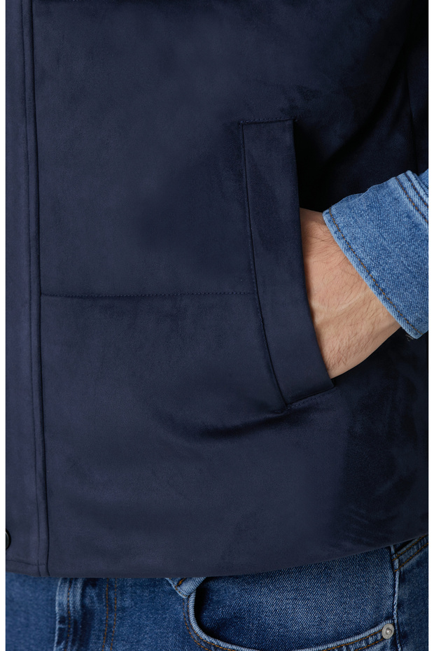 Lacivert Kapitoneli Casual Yelek - 8