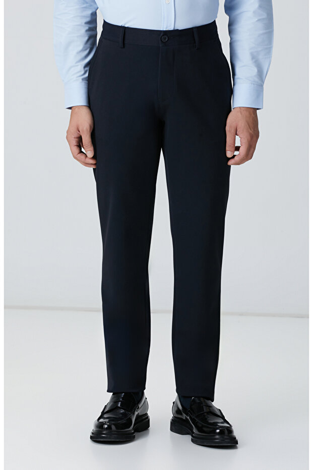 Lacivert Diyagonal Desenli Pantolon - 2