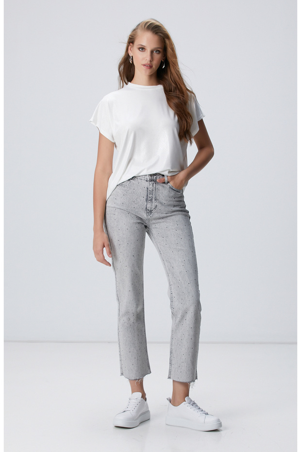 Kırık Beyaz Basic T-shirt - 3