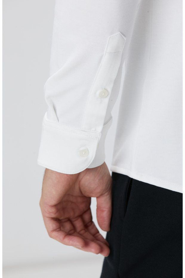 Kırık Beyaz Uzun Kollu Örme Gömlek - 8