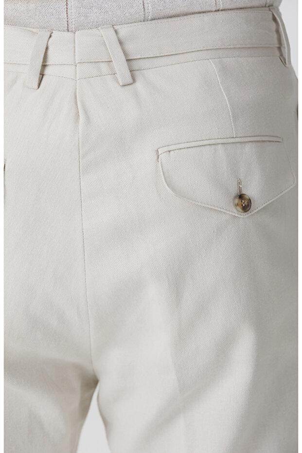 Taş Keten Karışımlı Pantolon - 5