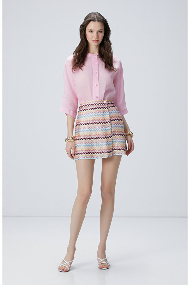 Sarı Pembe Mini Plaj Etek - 1