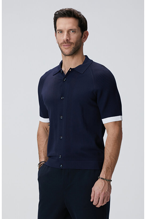 Lacivert Triko Hırka - 4