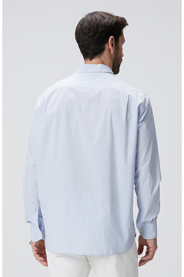 Mavi Çizgili Gömlek - 5