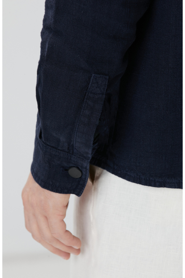Lacivert Keten Dış Gömlek - 7