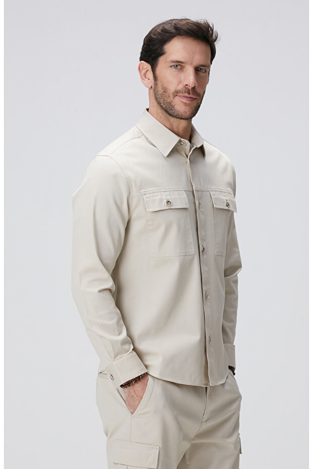 Bej Dış Gömlek - 4