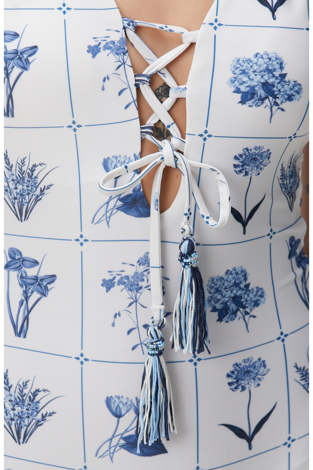 Ekru Çiçek Desenli Mayo - 6