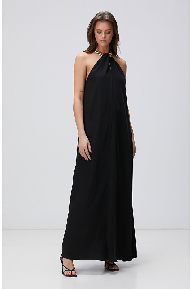 Siyah Maxi Abiye Elbise - 1