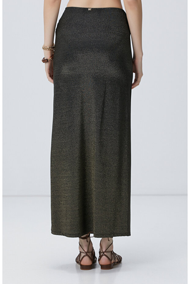 Siyah Gold Maxi Plaj Etek - 3