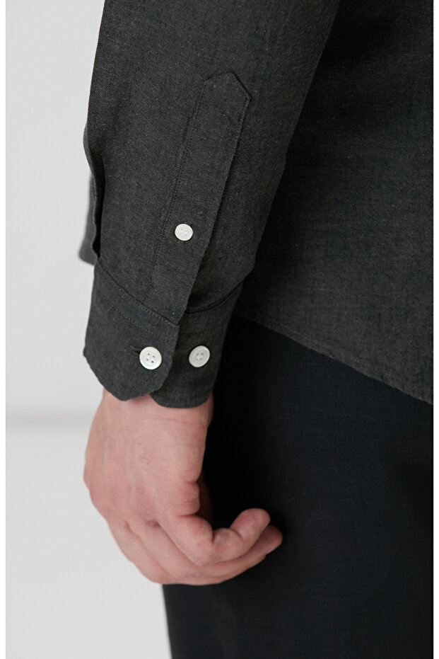 Haki Keten Gömlek - 6