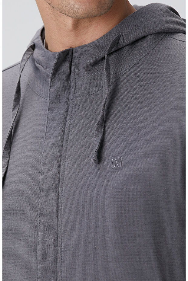 Antrasit Keten Karışım Mont - 6