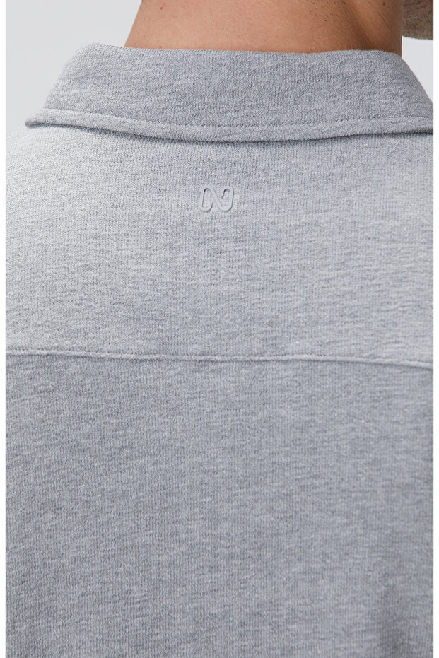 Gri Melanj Jakarlı Gömlek - 7