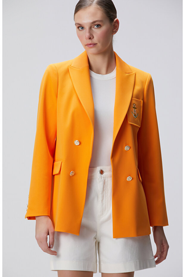 Turuncu Blazer Ceket - 1